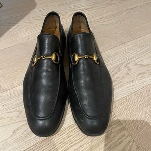 Men’s Black Leather Gucci Loafers - US Size 9.5